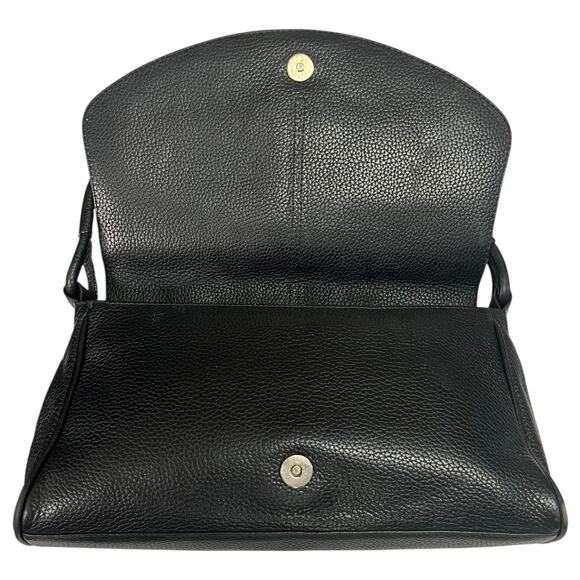 VTG Terre De Feu Shoulder Bag Womens Black Pebbled Leather Flap Top Purse Retro - Picture 10 of 12